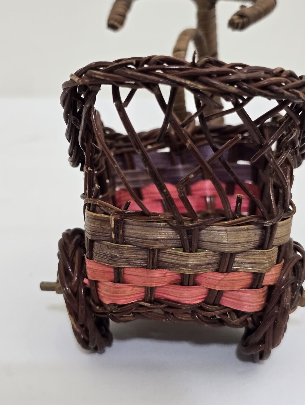 vintage Mini Wicker Boho Tricycle Plant Planter 4"‎ x 5.5" - Picture 5 of 12